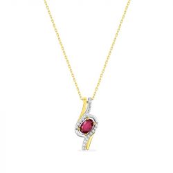 Collier femme edora or 375/1000 bicolore rubis oxydes de zirconium - colliers-femme - edora - 0