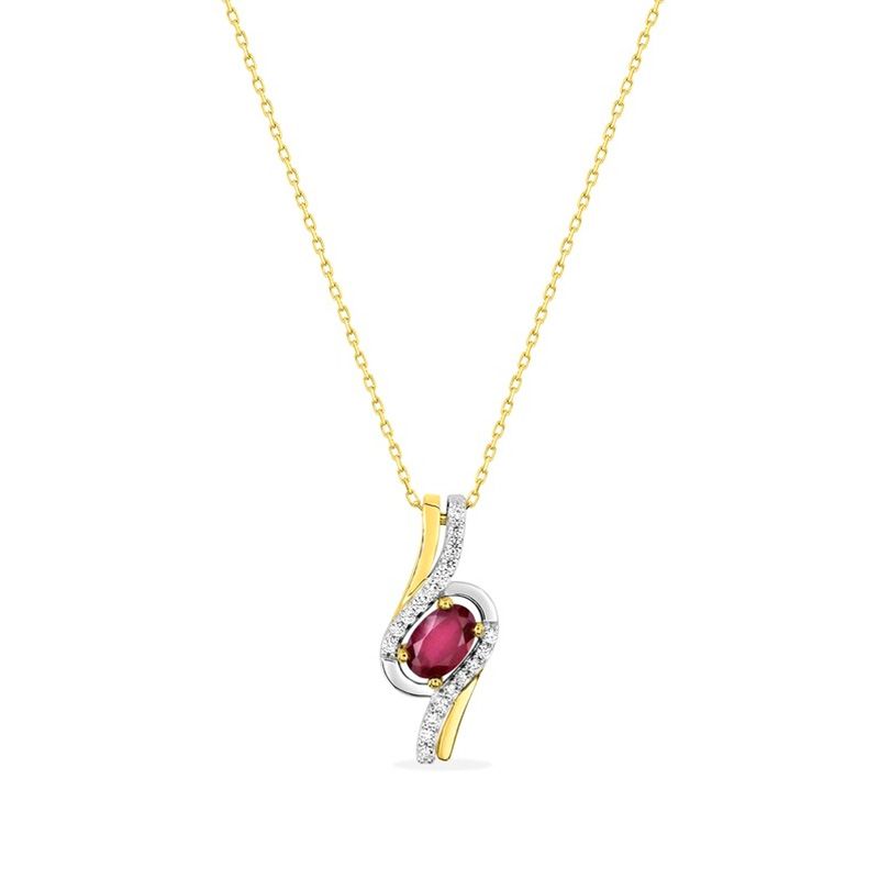 Collier femme edora or 375/1000 bicolore rubis oxydes de zirconium - colliers-femme - edora