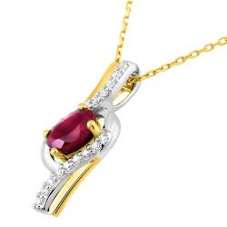 Collier femme edora or 375/1000 bicolore rubis oxydes de zirconium - colliers-femme - edora - 1