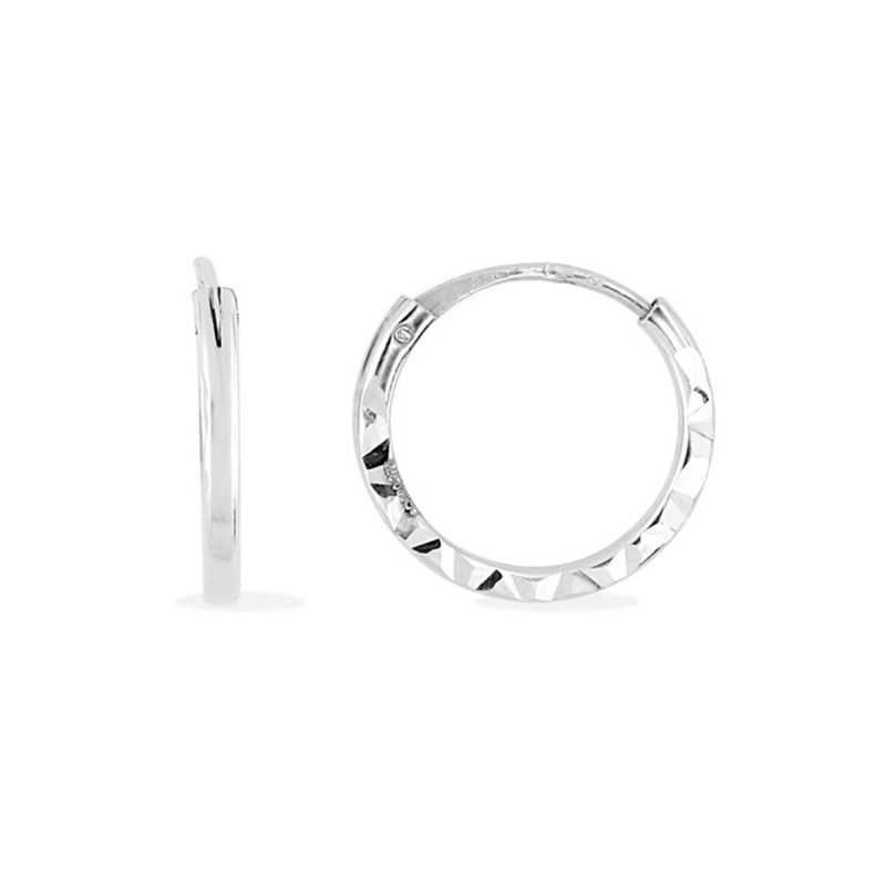 Boucles d'oreilles créoles diamantées edora or 375/1000 blanc - creoles - edora