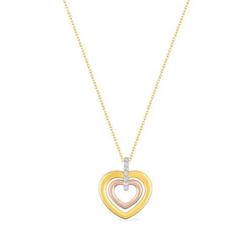 Collier Femme EDORA OR 375/1000 Tricolore Oxyde de Zirconium