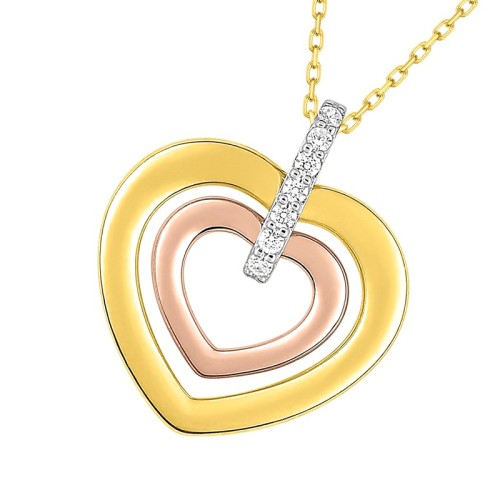 Collier Femme EDORA OR 375/1000 Tricolore Oxyde de Zirconium