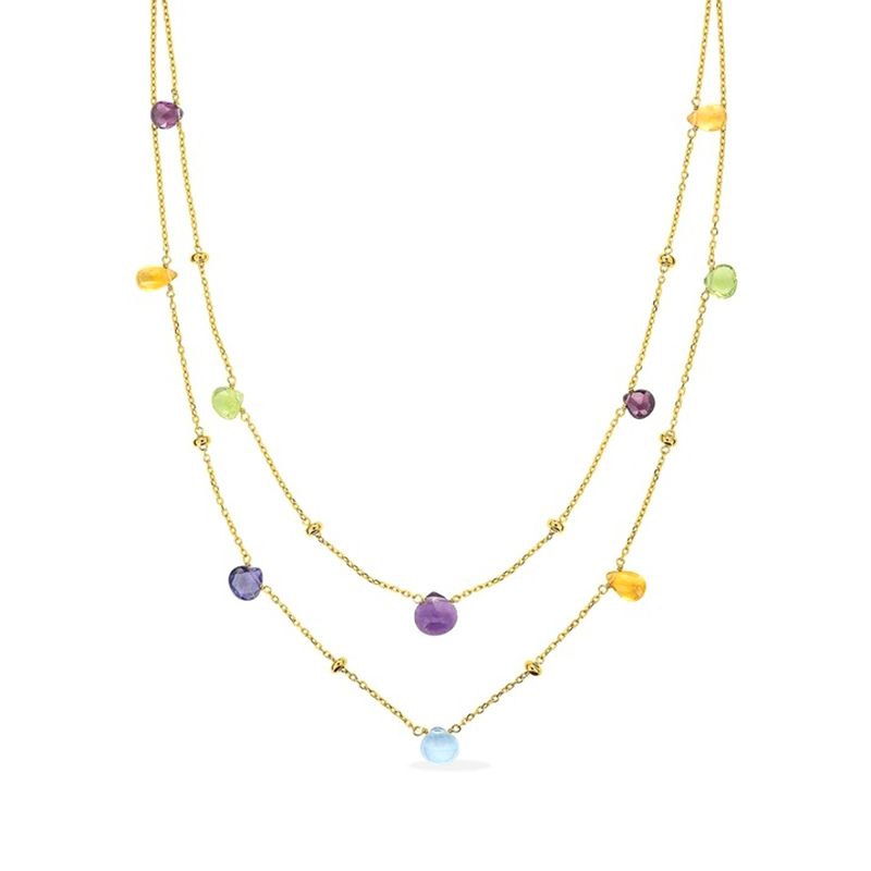 Collier double-rangs femme edora or 375/1000 pierres fines - plus-de-colliers-femmes - edora