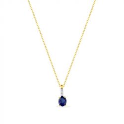 Collier femme edora or 375/1000 bicolore saphir et diamant - colliers-femme - edora - 0