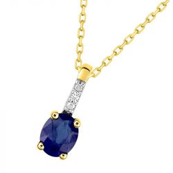 Collier femme edora or 375/1000 bicolore saphir et diamant - colliers-femme - edora - 1
