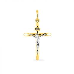 Pendentif croix edora or 375/1000 bicolore - pendentifs - edora - 0