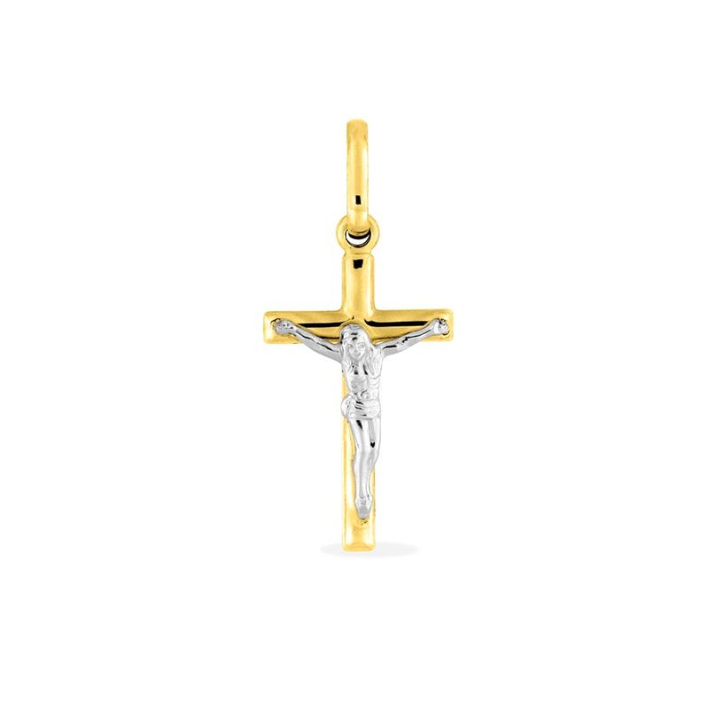 Pendentif croix edora or 375/1000 bicolore - pendentifs - edora