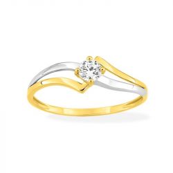 Bague femme edora or 375/1000 bicolore oxyde de zirconium - bagues-femmes - edora - 0