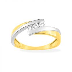 Bague femme edora or 375/1000 bicolore oxyde de zirconium - bagues-femmes - edora - 0