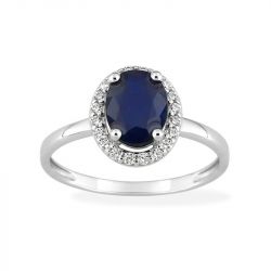 Bague femme edora or 375/1000 blanc saphir et oxyde de zirconium - bagues-femmes - edora - 0