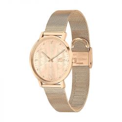 Montre femme lacoste crocorigin acier doré rose - analogiques - edora - 1