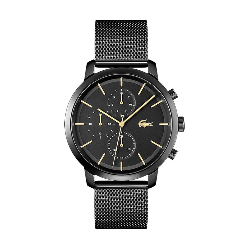 Montre homme chronographe lacoste replay acier noir  - chronographes - edora