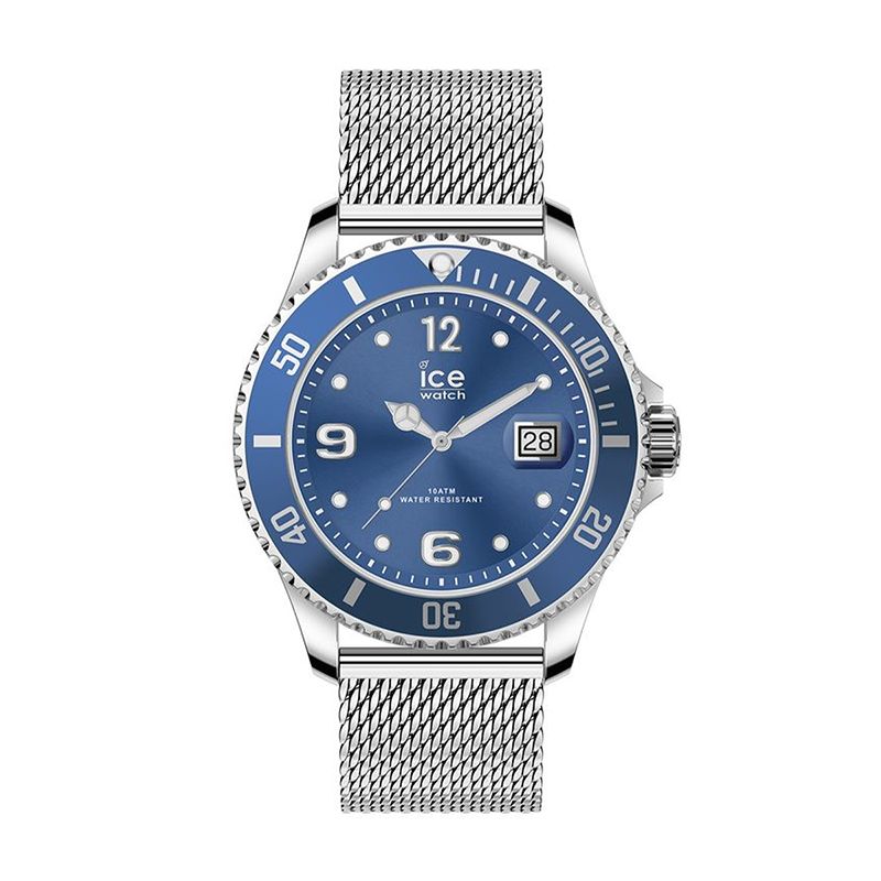 Montre homme ice watch steel bleu acier argenté - analogiques - edora Montre homme ice watch steel bleu acier argenté - analogiques - edora