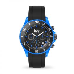 Montre chronographe homme xl ice watch chrono black blue silicone noir - chronographes - edora - 0