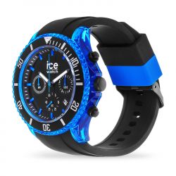 Montre chronographe homme xl ice watch chrono black blue silicone noir - chronographes - edora - 1