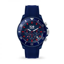 Montre chronographe homme l ice watch chrono blue red silicone bleu - chronographes - edora - 0