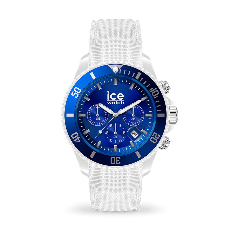 Montre chronographe homme l ice watch chrono white blue silicone blanc - chronographes - edora
