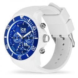 Montre chronographe homme l ice watch chrono white blue silicone blanc - chronographes - edora - 1