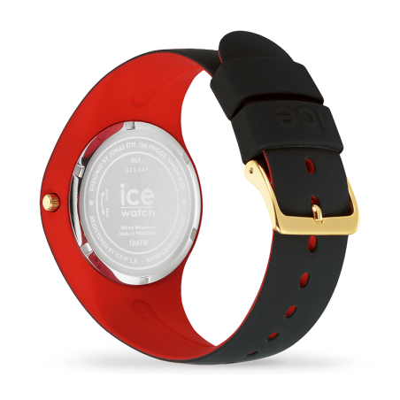 Montre femme m ice watch cosmos black golden silicone noir et rouge – analogiques
