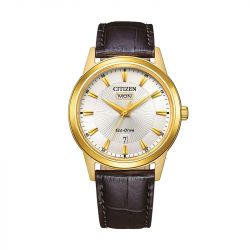 Montre homme quartz solaire citizen classic elegant cuir brun - solaires - edora - 0