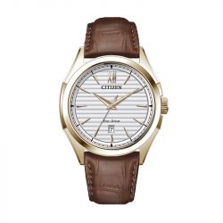 Montre Homme Quartz Solaire CITIZEN PLATEFORM CLASSIC ELEGANT Cuir Brun