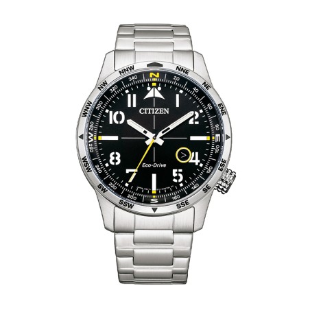 Montre Homme Quartz Solaire CITIZEN PILOTS 3 HANDS ECO-DRIVE Acier Argenté