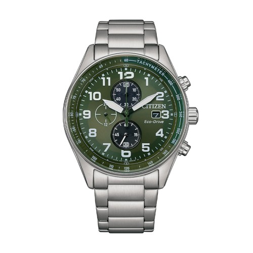 Montre Chronographe Homme Quartz Solaire CITIZEN PILOT ECO-DRIVE Acier Gris