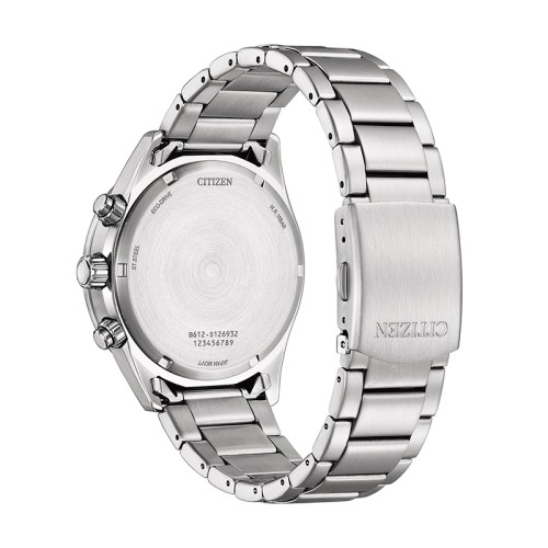 Montre Chronographe Homme Quartz Solaire CITIZEN PILOT ECO-DRIVE Acier Gris
