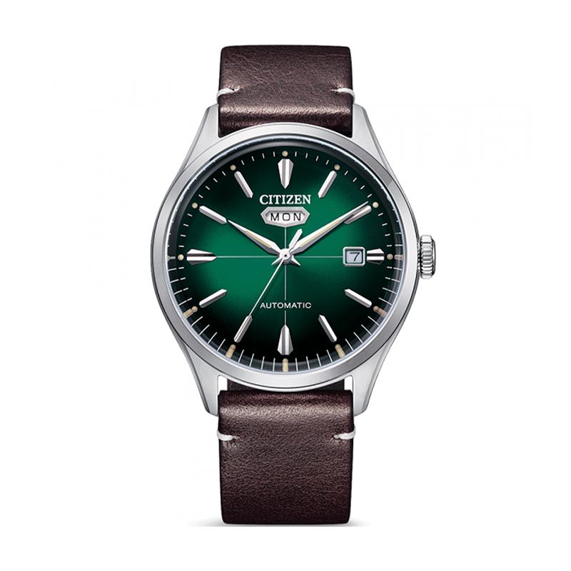 Montre homme automatique citizen crystal seven mechanical cuir brun - automatiques - edora