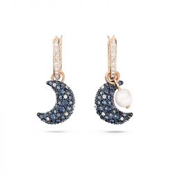 Boucles d'oreilles femme pendantes swarovski luna plaqué ton or rose - pendantes - edora - 0