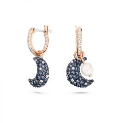 Boucles d'oreilles femme pendantes swarovski luna plaqué ton or rose - pendantes - edora - 1