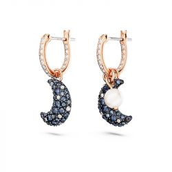 Boucles d'oreilles femme pendantes swarovski luna plaqué ton or rose - pendantes - edora - 2