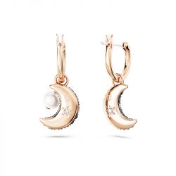 Boucles d'oreilles femme pendantes swarovski luna plaqué ton or rose - pendantes - edora - 3