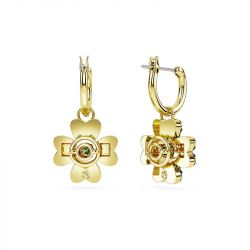 Boucles d'oreilles femme pendantes swarovski idyllia trefle plaqué ton or - pendantes - edora - 2