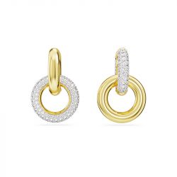 Boucles d'oreilles femme anneaux swarovski dextera boucle entrelacee plaqué ton or - boucles-d-oreilles-femme - edora - 0