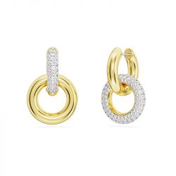 Boucles d'oreilles femme anneaux swarovski dextera boucle entrelacee plaqué ton or - boucles-d-oreilles-femme - edora - 1