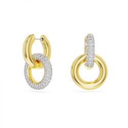 Boucles d'oreilles femme anneaux swarovski dextera boucle entrelacee plaqué ton or - boucles-d-oreilles-femme - edora - 2