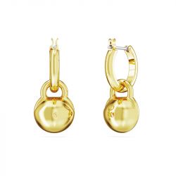 Boucles d'oreilles femme pendantes swarovski dextera coupe ronde plaqué ton or - pendantes - edora - 2