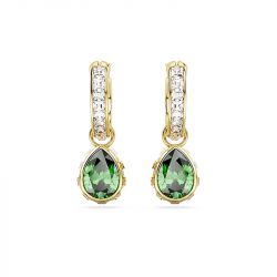 Boucles d'oreilles femme pendantes swarovski stilla vert plaqué ton or - pendantes - edora - 0