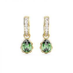 Boucles d'oreilles femme pendantes swarovski stilla vert plaqué ton or - pendantes - edora - 0