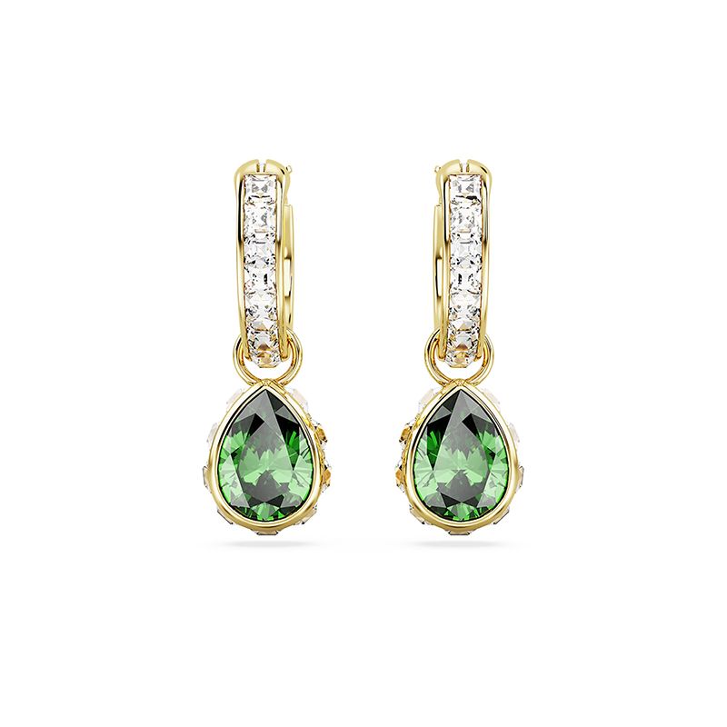 Boucles d'oreilles femme pendantes swarovski stilla vert plaqué ton or - pendantes - edora