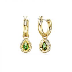Boucles d'oreilles femme pendantes swarovski stilla vert plaqué ton or - pendantes - edora - 2