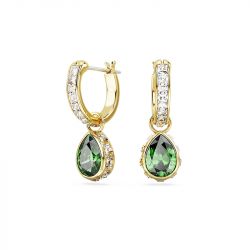 Boucles d'oreilles femme pendantes swarovski stilla vert plaqué ton or - pendantes - edora - 3
