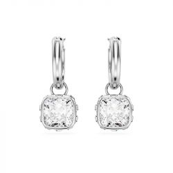 Boucles d'oreilles femme pendantes swarovski stilla blanc métal rhodié blanc - pendantes - edora - 0