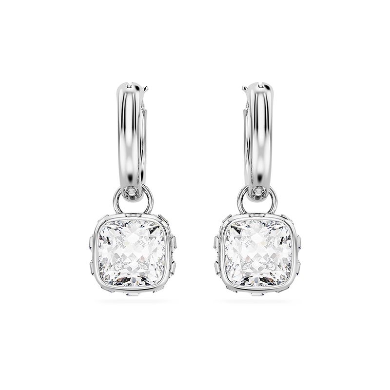 Boucles d'oreilles femme pendantes swarovski stilla blanc métal rhodié blanc - pendantes - edora