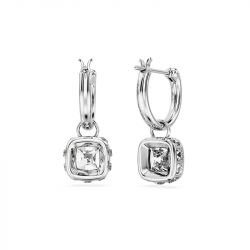 Boucles d'oreilles femme pendantes swarovski stilla blanc métal rhodié blanc - pendantes - edora - 2