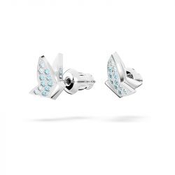 Boucles d'oreilles femme clous swarovski lilia papillon bleu métal rhodié blanc - puces - edora - 3
