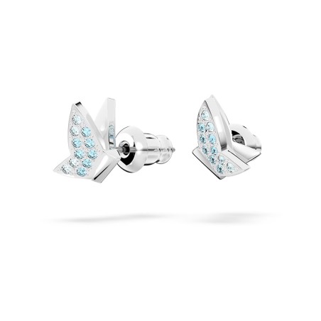 Boucles d'oreilles femme clous swarovski lilia papillon bleu métal rhodié blanc – puces