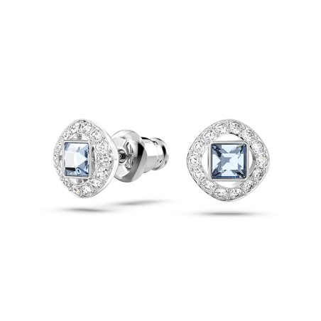 Boucles d'oreilles femme clous swarovski angelic carré métal rhodié blanc – puces