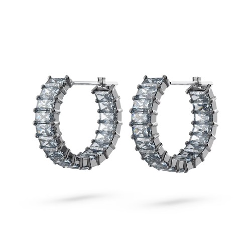 Boucles d'Oreilles Femme Anneaux SWAROVSKI MATRIX Métal Plaqué Ruthénium